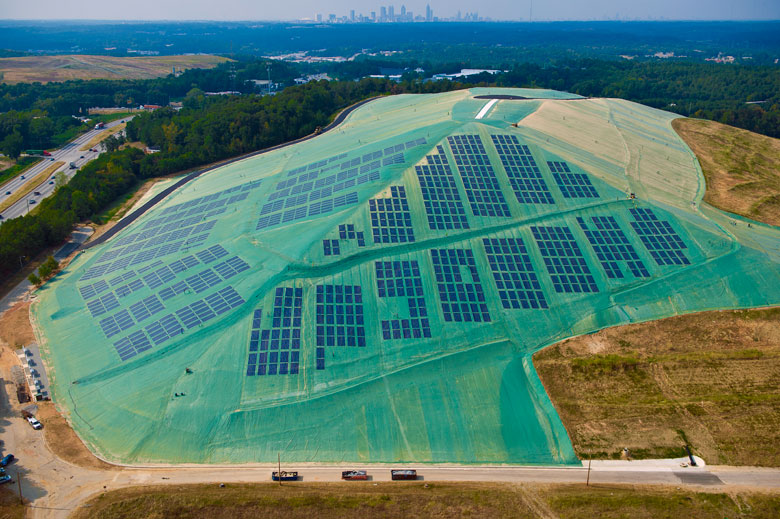 I LOVE TRASH: Like Oscar from Seasame Street, the Hickory Ridge Landfill (above) enjoys being green and collecting trash. The City of Atlanta plans to create similar solar farms in five locations around the city. Photo courtesy of Keith Philpott/HDR   