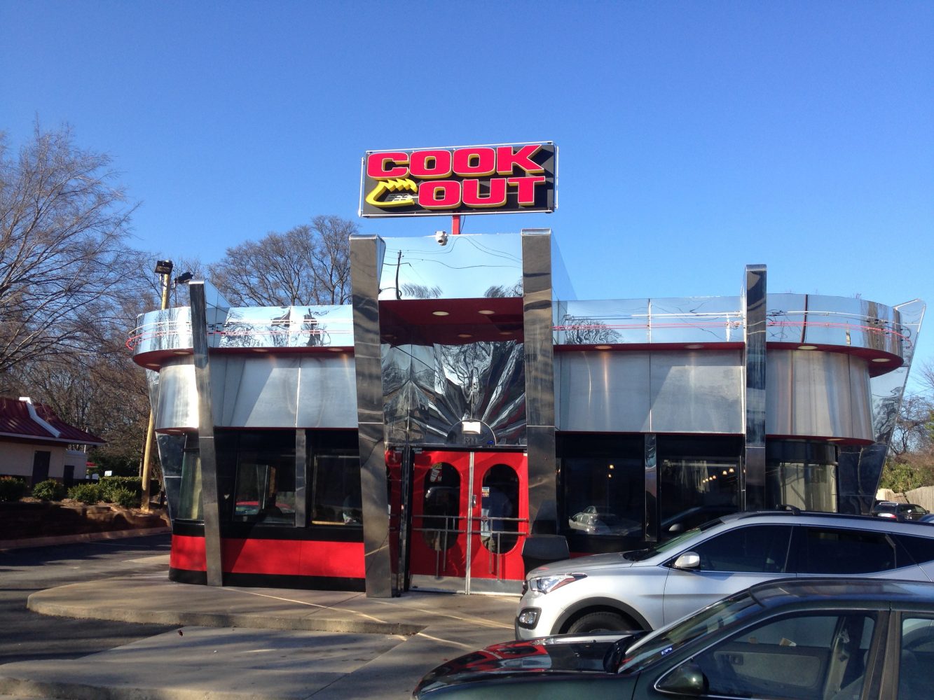 The new Cookout is located on Ponce de Leon Avenue. It replaced Zesto, but kept the same exterior design