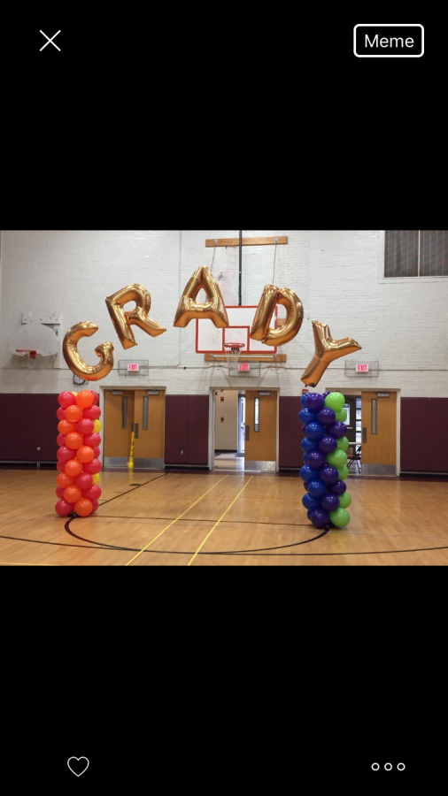 A ballooned arch graces the gym floor before the Oct. 28 homecoming dance.
