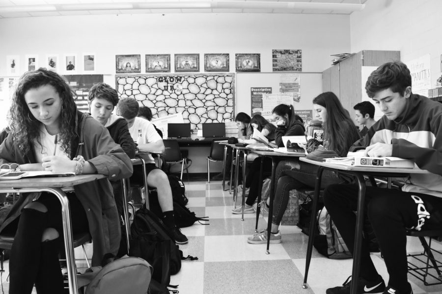 English teacher Carol Kellys tenth grade literature class, a required Grady course, is filled with students at every desk, leaving no room for new students.