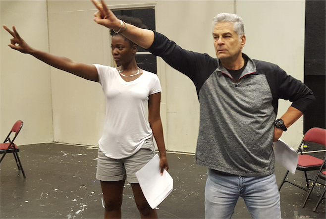 Ronalda Thomas (left) and Clayton Landey (right) rehearse at a past workshop.