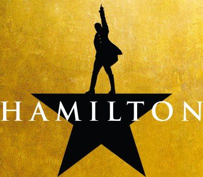 Close -up of Hamilton promotional poster 