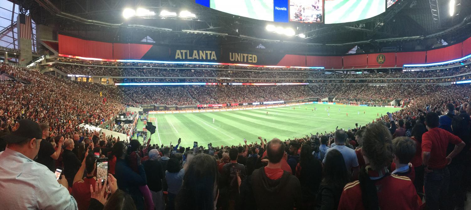 HOME FIELD ADVANTAGE: A crowd of 45,001 gathered on Sunday, April 15. to watch Atlanta United face off against league leaders New York City FC. The upper section of the Mercedes Benz Stadium was closed for this match, but when opened, it expands the stadium's capacity by nearly 40,000.