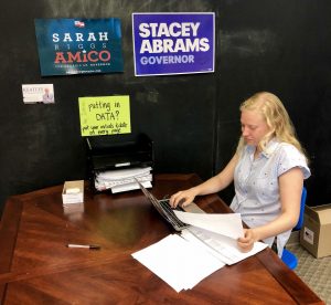 Bea Brown, a 2017 Grady graduate, works on Abrams campaign.