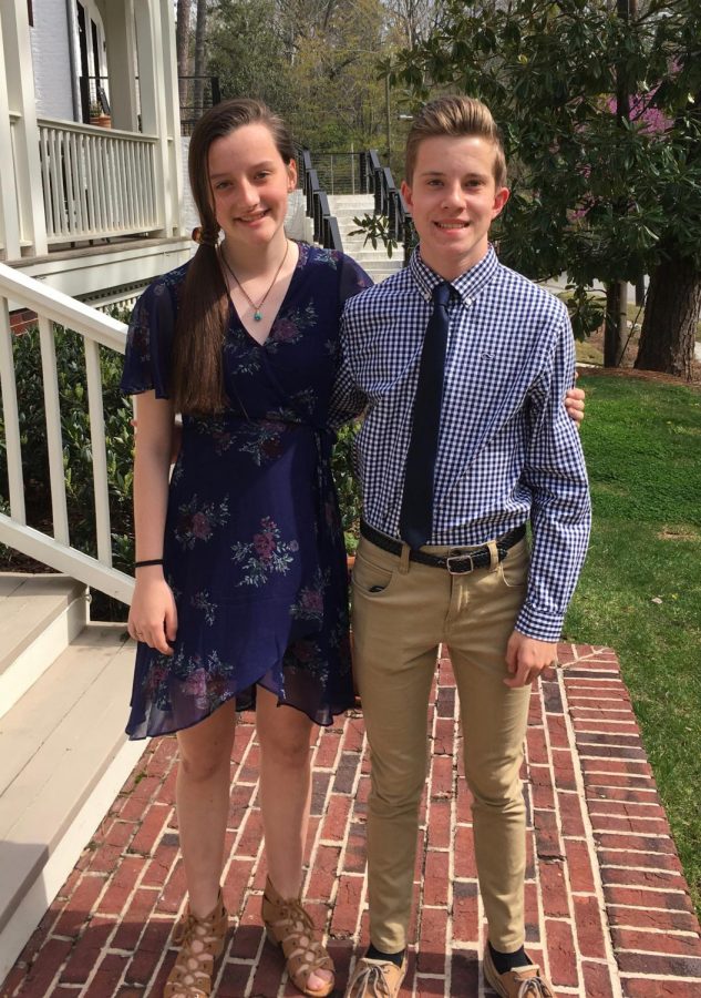 Fraternal twins Dana and Griffin Richie pose for a picture before going to a friends party. Photo by Clare S. Richie.