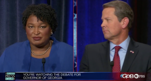 CLASH OF THE TITANS: Stacey Abrams and Brian Kemp faced off in a debate Oct. 23.