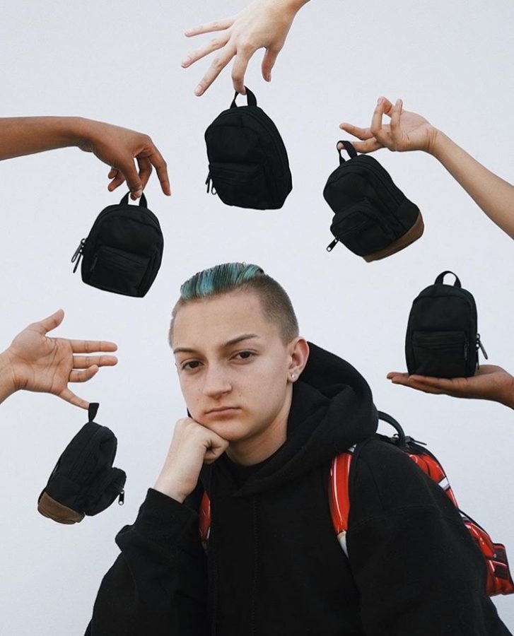 Webster captured a pondering Russell Horning, also known as The Backpack Kid, in an offbeat shoot.