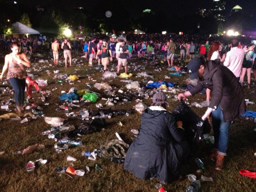 A large amount of the trash in Piedmont Park from Music Midtown comes from plastic bottles. 