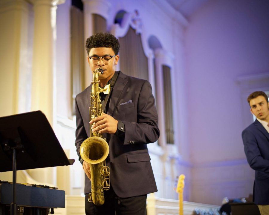 LOVING THE JAZZ: Junior Jay Hammond performs on the saxophone while at the Governors Honors Program this past summer for jazz.