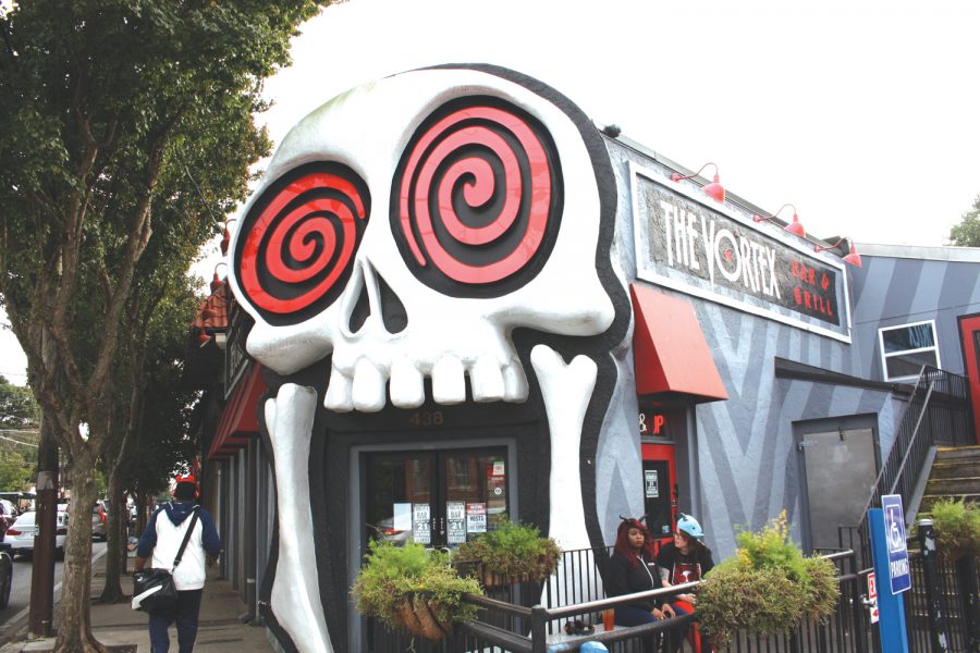 The Vortex bar and grill is one of Little Five Points most iconic spots. This location opened their doors just three days before Atlanta's 1996 Olympic Games 