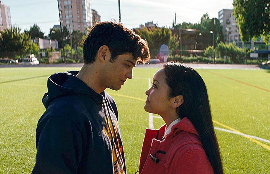 Lara Jean Covey (Lana Condor) and Peter Kavinsky (Noah Centineo) gaze at each other at the climax of the movie. 