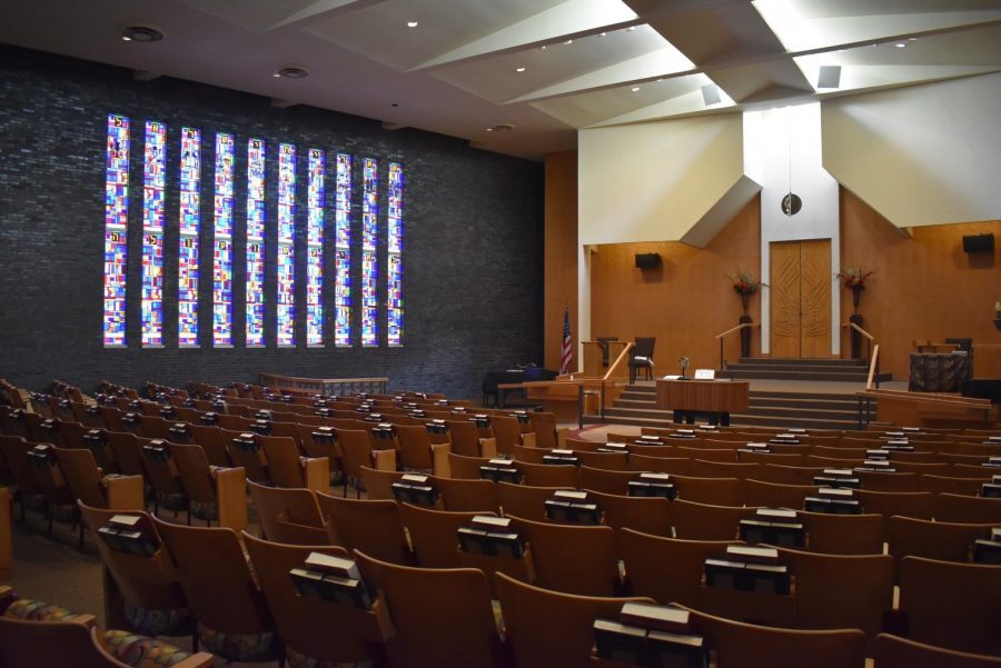 The main sanctuary of Congregation Shearith Israel in Virginia-Highland.