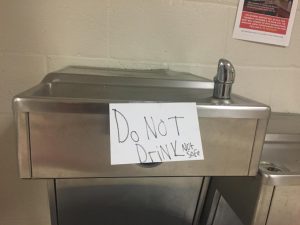 Students are barred from using school water fountains.