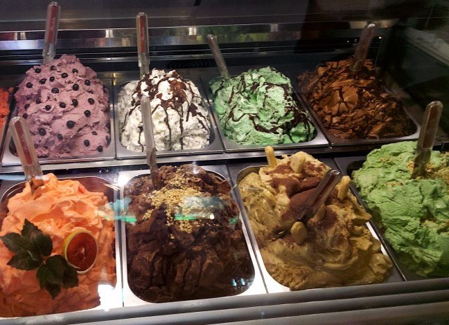 Various flavors of gelato, one of the most popular desserts at Paolos in the Virginia-Highland neighborhood, satisfy customers taste buds. 