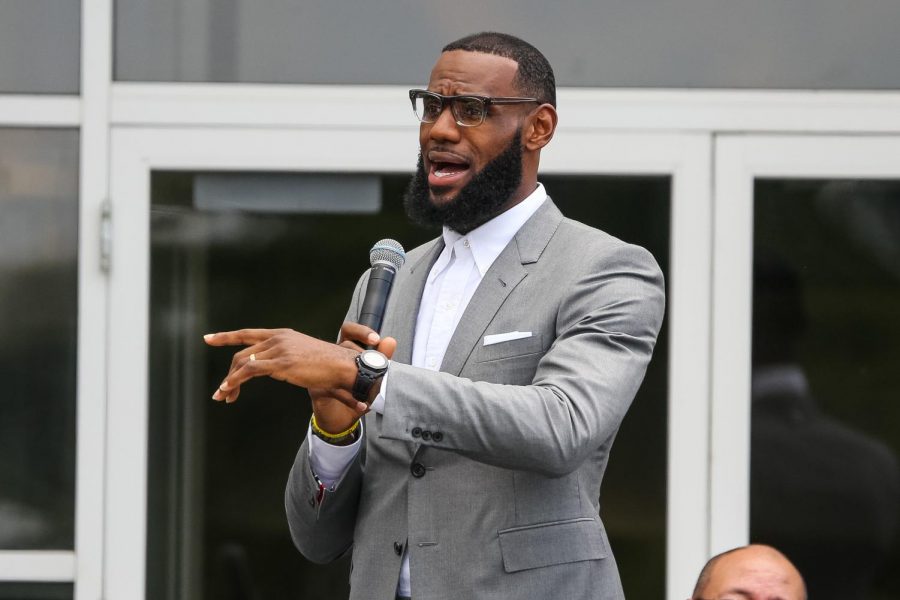 LeBron+James+speaks+to+a+crowd+at+the+grand+opening+of+his+I+Promise+School+in+Akron%2C+Ohio.+The+school+is+meant+to+give+formerly+unprecedented+resources+and+opportunity+to+children+in+the+area+where+James+grew+up.