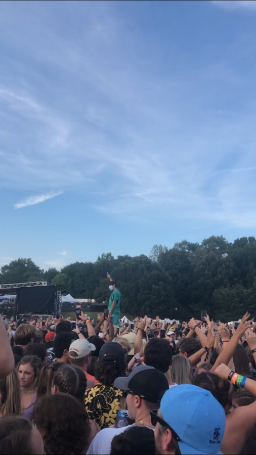 This audience member at Billie Eilish  decided the best way to beat the heat was to get above the crowds. It’s not uncommon to see someone sitting on another person’s shoulders, but this year officials tried to keep this from happening as often.