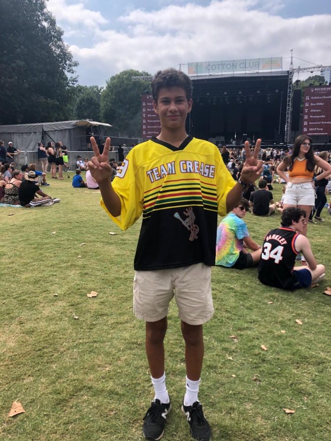 Sophomore Teddy Suazo sported this team crease jersey on the first day of music midtown. The breathable style and bright representations make jerseys a popular choice. 