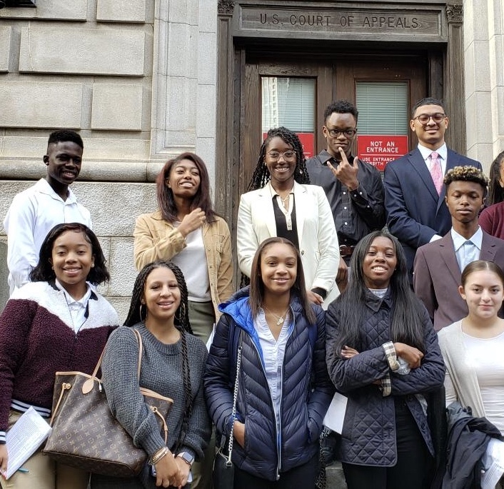 Students at the 11th Circuit U.S. Court of Appeals after hearing Joseph Bell Jr. argue to get the grand jury records from the Moores Ford lynchings. The lynchings occurred in 1946, and no one was charged for them.