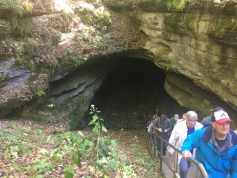 Visitors exit Mammoth Cave, after being led on a two and a half hour Extended Historic Cave tour. The tours are the only way to visit inside the cave.