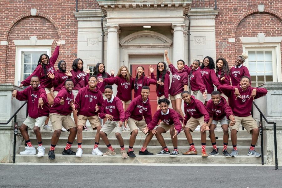 Members of the Harvard Debate Council Diversity Project take a group photo at Harvard University.