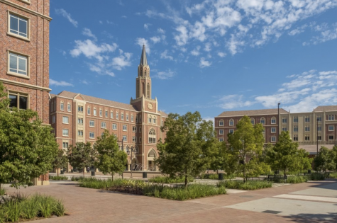 The USC campus village  is made up of 6 buildings. Students can be seen biking and skateboarding around the campus. 