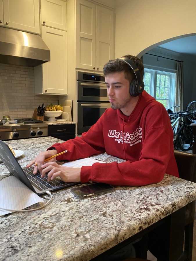 Senior Jack Palaian, like students across Atlanta Public Schools, does schoolwork from home during the coronavirus pandemic that shut down schools. Most assignments are delivered through Google Classroom. 