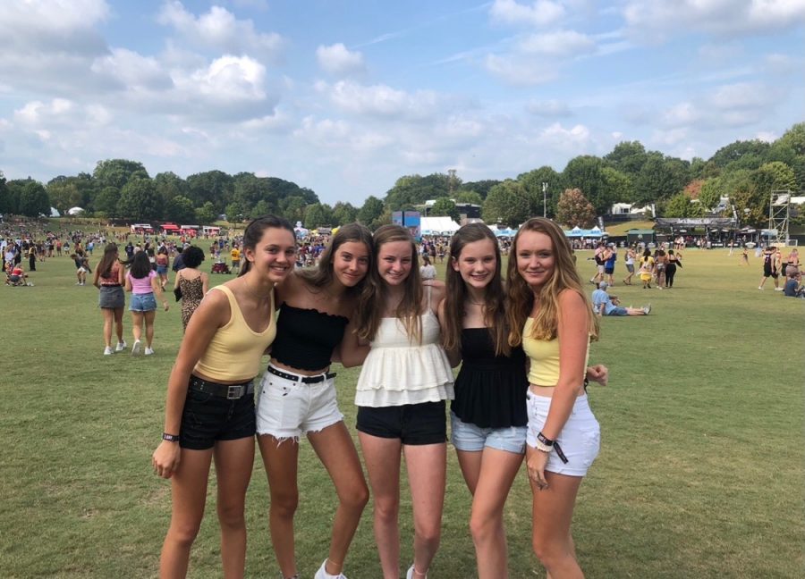 Sophomores (from left to right) Courtney Klein, Mia Otoski, Katie Sigal, Greta Gustafson and Tori Williams pose at Music Midtown last year. Williams is upset that the event is cancelled this year, but she’s looking forward to going next year even more.