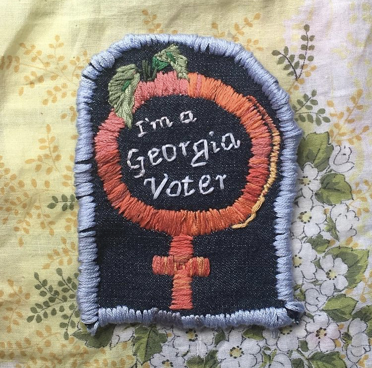 Junior Sophie Markovic is using her art work to spread awareness about various social issues. The patch above symbolizes the 100 year anniversary of the 19th amendment and draws awareness to the importance of voting. 