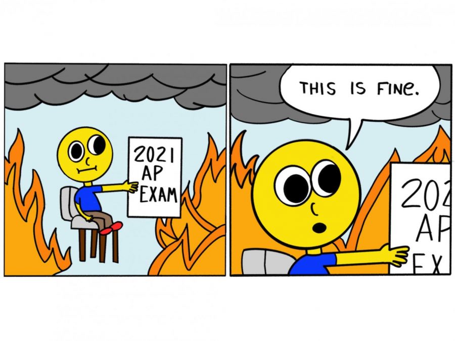 Collegeboards determination to administer a full-length AP exam only heightens the anxiety and educational inequality of students nationwide. 

Original This is fine cartoon by KC Green. 
