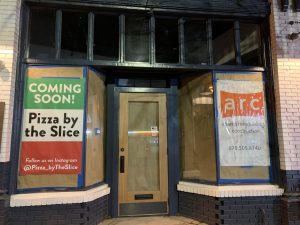 Still under construction, the former Goin Coastal location is now split into two different units, one will house Pizza by the Slice. The new restaurant is owned by the owner of O4W Pizza. 