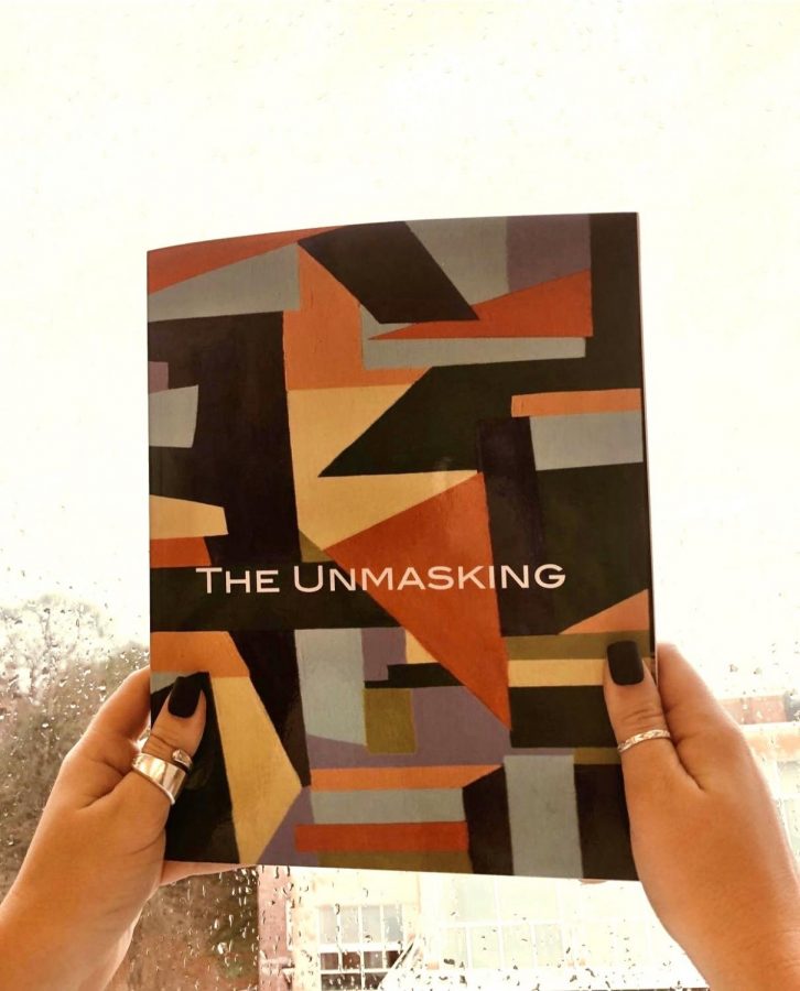The last published printed edition of Gradys literary magazine, The Unmasking, from January 2020.