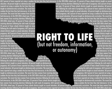 The Texas abortion ban and the right to life denies students and citizens of their rights to access of information, contraception and comprehensive sexual education.