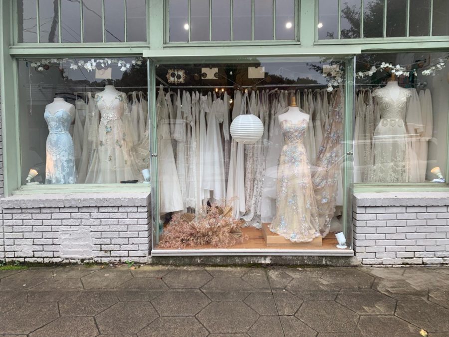 The front window of the store is always full of beautifully styled dresses, and attracts many brides to the store. This magnificent display truly adds to the magic and wonder of the store.