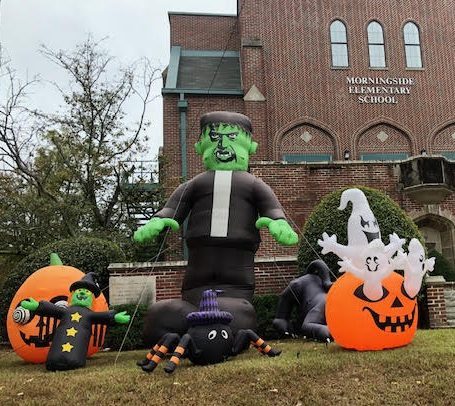 Halloween decorations adorn Morningside's front entrance in preparation for the event.