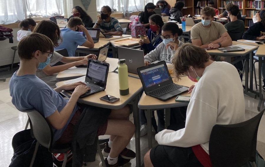 A Multicultural Literature class gets to work on a B-day. Multicultural Literature is a new class to Midtown this year, replacing British Literature.