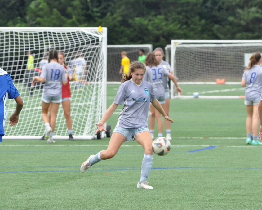 Barton settles the ball during a club soccer game against Roswell Soccer Club.