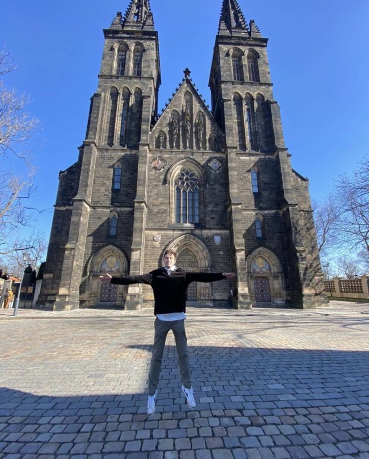 Class of 2020 graduate, Jack Palaian visits the Saints Peter and Paul Basilica church in Prague, Czechia. This is one of the many places he visited while traveling abroad.