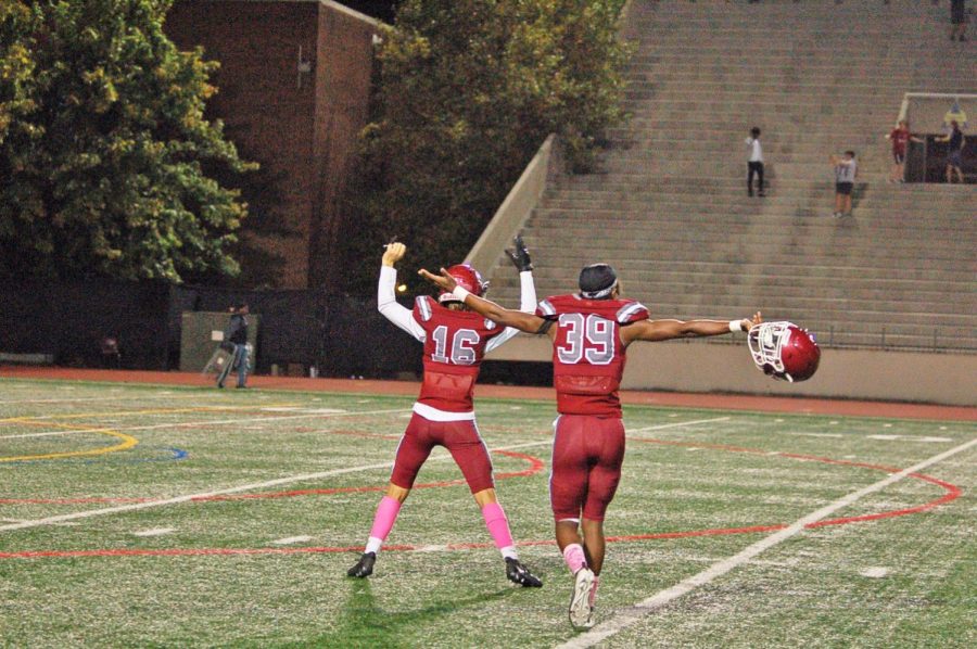 Sophomore Wilder Bond celebrating the win against Druid hills on Midtowns homecoming night on Oct. 7.