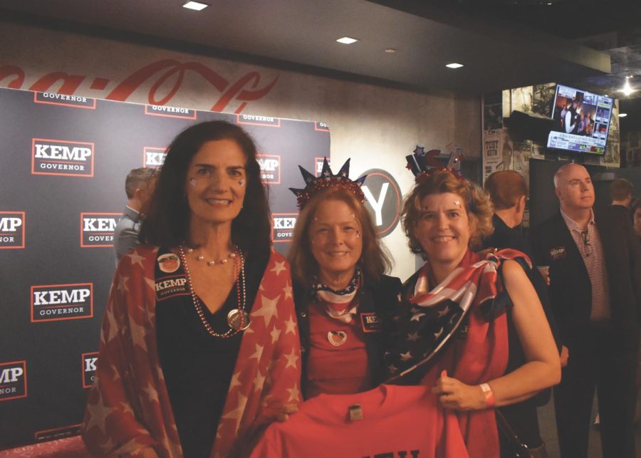 Francie Quigley (left), Terrisa Winer (middle) and Mary Reed (right) came to support Brian Kemp at his election night party. 
