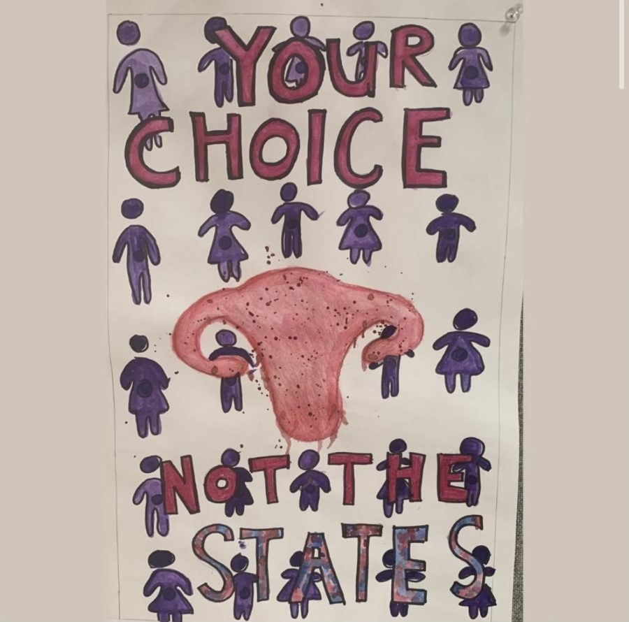 Senior Lilah Bransford decided to create this piece for an AP Art Propaganda project because she felt that it was the most important issue that spoke to her as a woman right now.