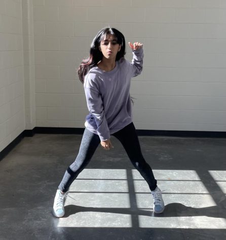 Sophomore Saakhi Kaur practices a hip-hop dance. 