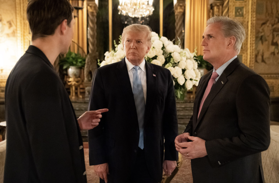 Republican Kevin McCarthy (right) was elected as Speaker of the House on Jan. 7 after 15 rounds of voting. Former President Donald Trump (middle) helped McCarthy gain the votes he needed to win the election after far-right representatives refused to originally give him their votes.