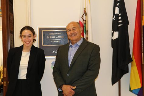 Senior Audrey Zeff poses with California Congressman Lou Correa during her internship on Capitol Hill. 