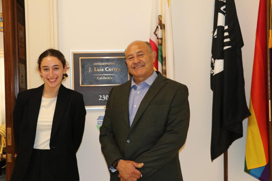 Senior Audrey Zeff poses with California Congressman Lou Correa during her internship on Capitol Hill. 