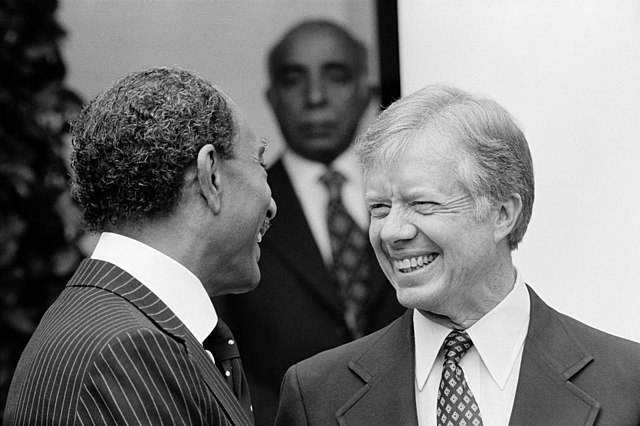 President+Jimmy+Carter+welcomes+Egyptian+President+Anwar+Sadat+at+the+White+House+on+April+8%2C+1980.+Two+years+earlier%2C+Sadat+signed+the+Camp+David+Accords+treaty.