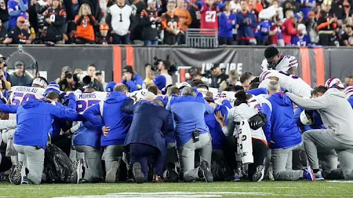 Bills players and staff rallied together in prayer after Hamlins collapse on January 2nd. 

