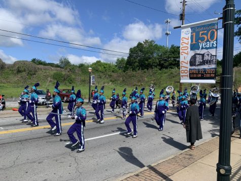 South Atlanta High Schools marching band performs at Atlanta Public Schools 150th anniversary celebration on April 22.