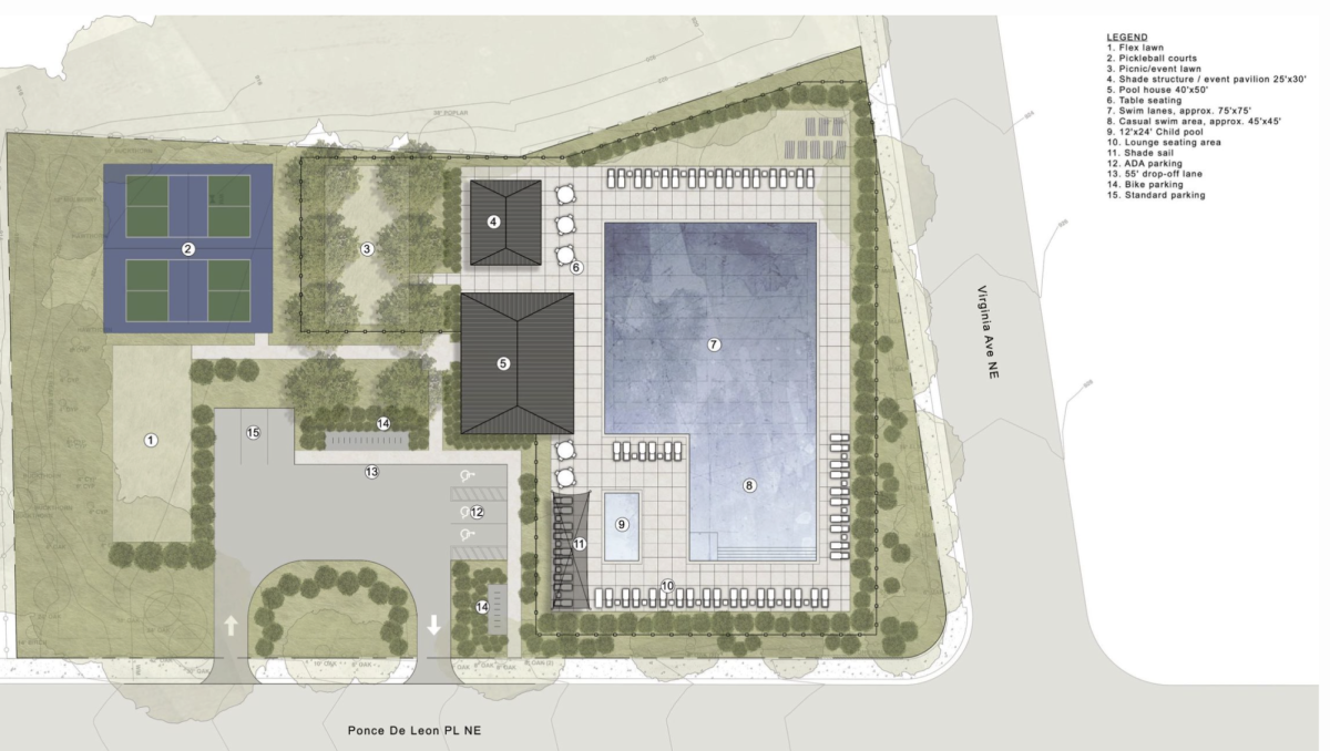 This layout was prepared by Field Landscape Architecture in collaboration with the VaHi Pool Association. The plan is intended to illustrate the potential for the Field of Dreams and serve as a reference point for discussions with the community and Atlanta Public Schools.