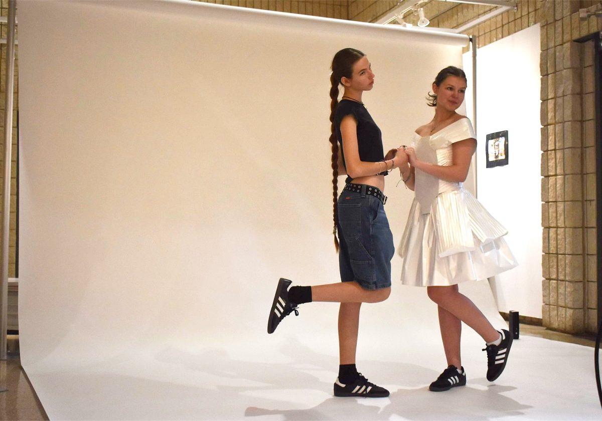 DAINTY DESIGN: When junior and designer Anastasia Varenberg (left) approached junior Ella Thornbury (right) for modeling, Thornbury knew she had to accept. 

“Shes my best friend in the whole world, so obviously, I had to say yes,” Thornbury said. 

In return, Varenberg created an intricate dress fitted specifically for Thornbury.

“I was trying to go architectural with a lot of these like leaves,” Varenberg said. “I also made a cool little thing where [the dress] folds over. It looks kind of flowery and dainty and reminds me of Vivian Westwood a little bit.”

