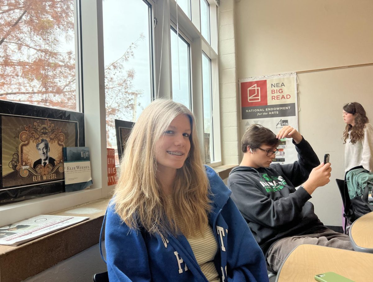 Sophomore Caroline Timmons smiles in her College Success class.